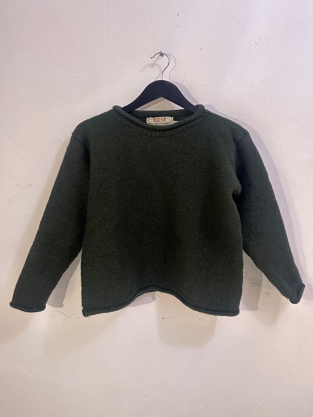 Aran Sweater Market Merino Wool Sweater Green Ireland Womens M Roll Neck